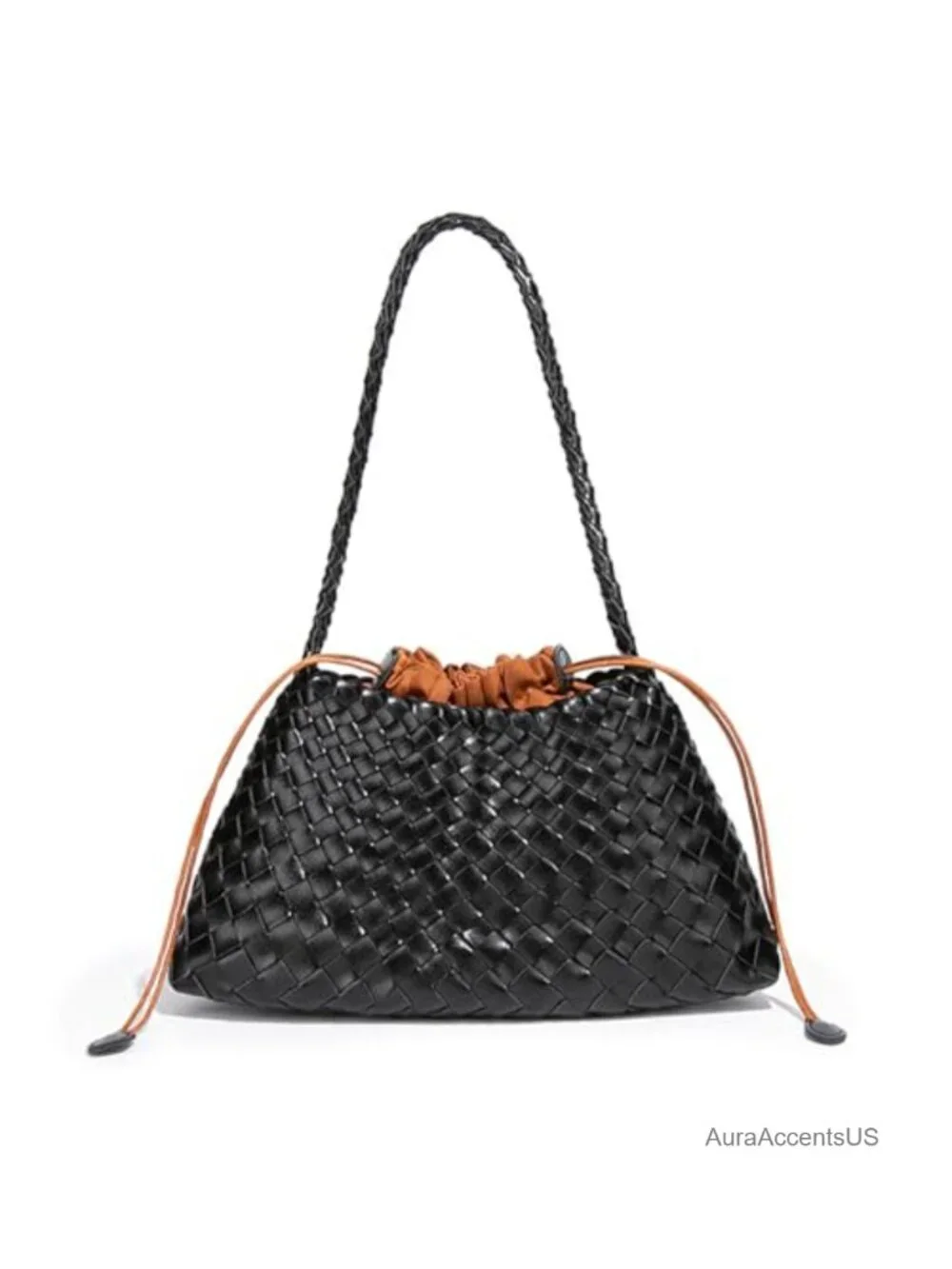 Women's Vegan Leather Woven Hobo Shoulder Bag Tote Purse